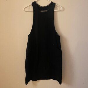 Black York Pinafore in Brushed Bull Denim